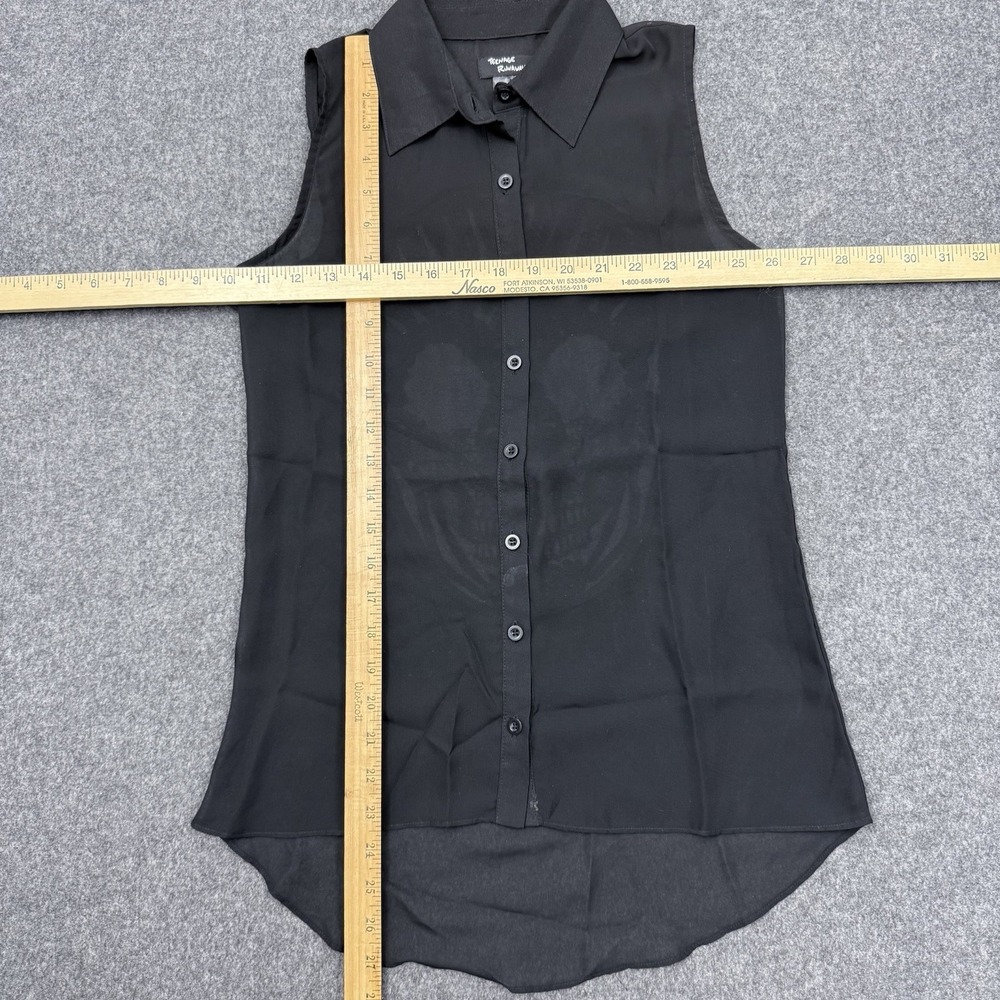 Teenage Runaway Sheer Skull Back Sleeveless Blouse Goth Black SM